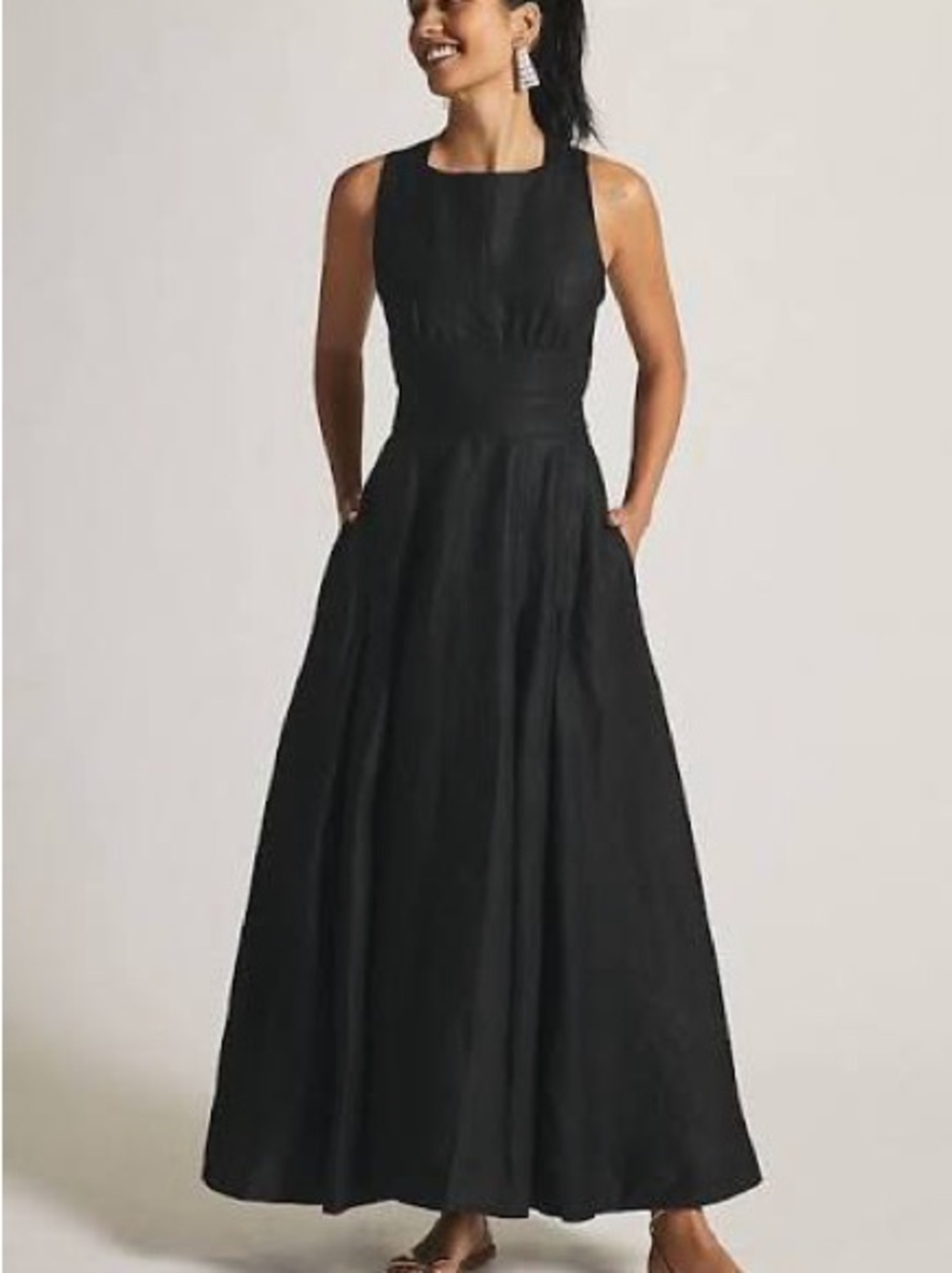 Aureta Studio Boatneck Linen Maxi Dress